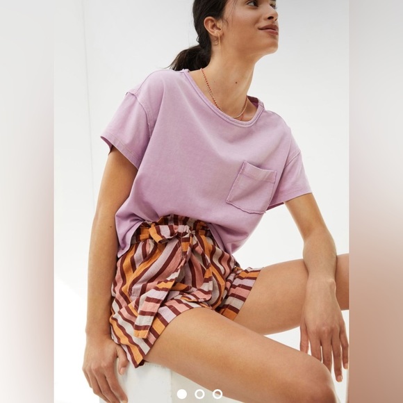 Anthropologie Pink & Orange Belted Stripe Shorts - size XS - Picture 2 of 8
